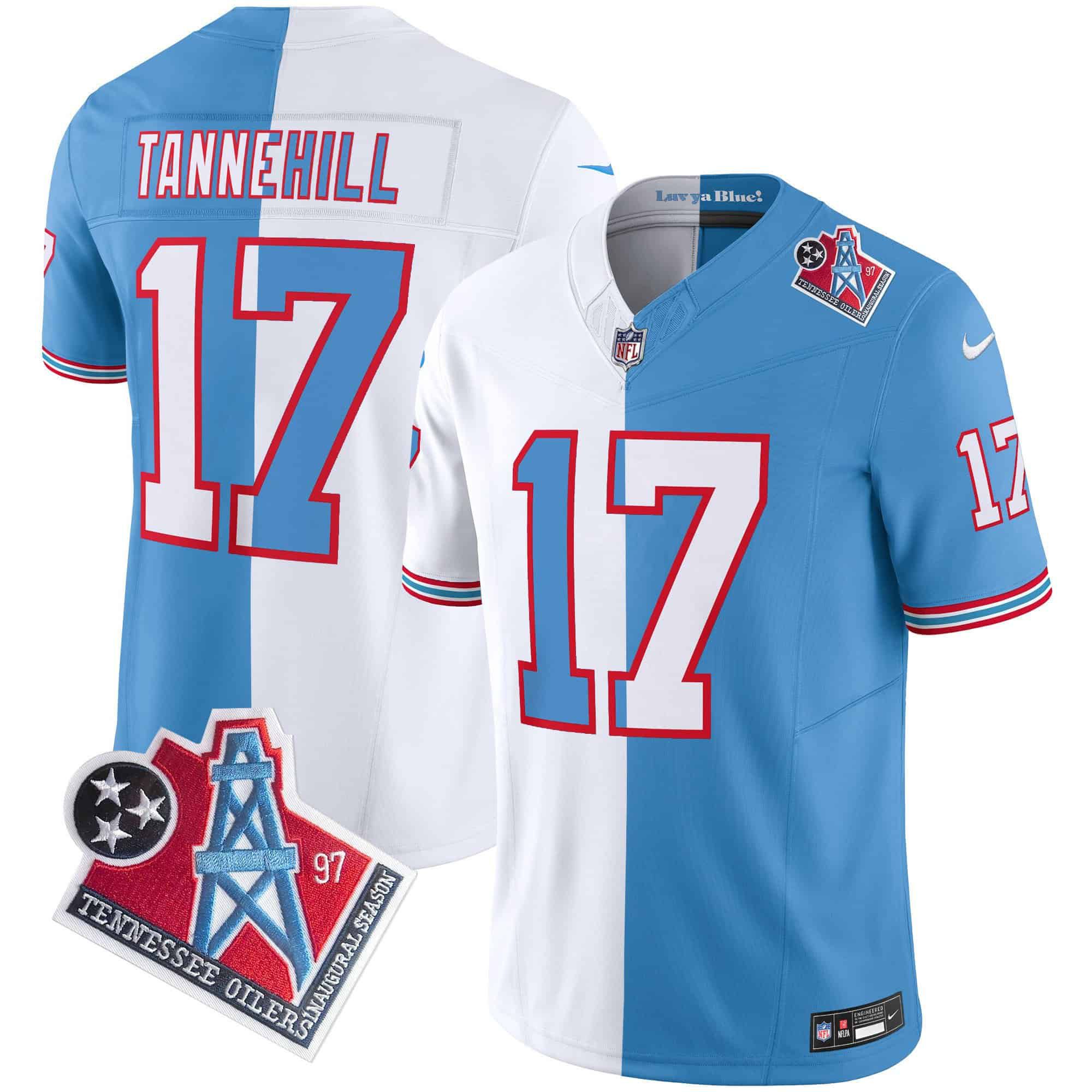 Men Tennessee Titans #17 Tannehill Light Blue with white 1997 Throwback 2024 Nike Limited Vapor NFL Jersey->indianapolis colts->NFL Jersey